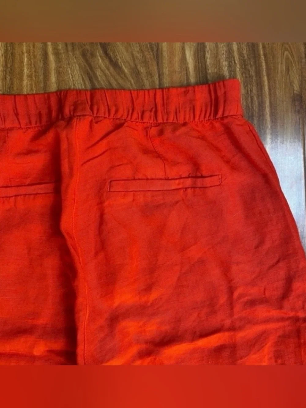 H&M Women's Orange Red Linen Mix High Waist Crop Flared Pants Size 10 Coastal